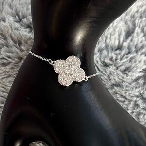 Moissanite Sterling Silver Clover Bracelet